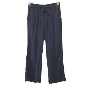 Briggs Medium Navy Blue Linen Blend Wide Leg Pull On Lagenlook Pants Size M